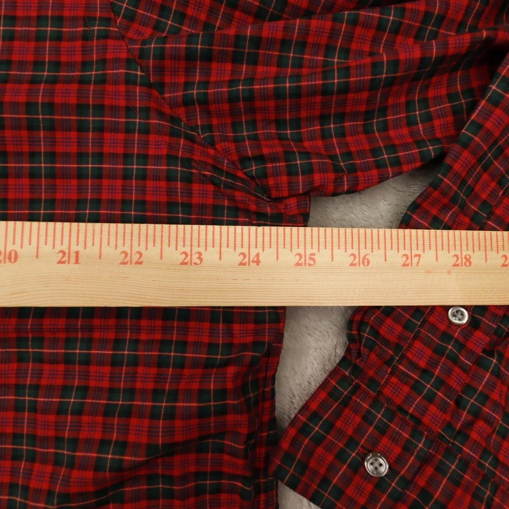 Ralph‎ Lauren Red Green Tartan Plaid Long Sleeve Button Up Shirt size XL